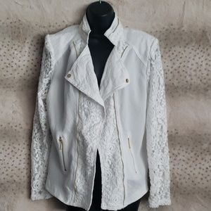 Beautiful moto style jacket w/ lace/zipper detail